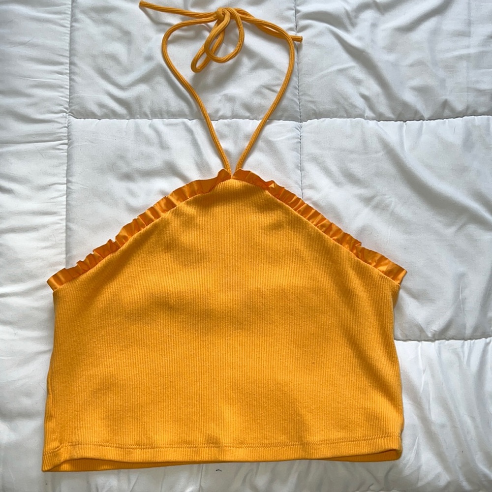 Unknown brand orange halter crop top